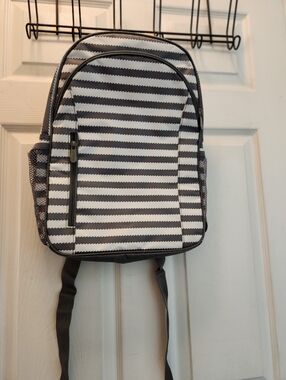 Thirty- One Striped Gray & White Backpack